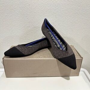 Rothy's The Point Flats Metallic Captoe, Size 8, New in Box